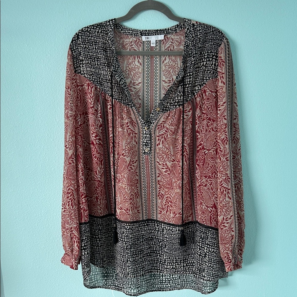 DR2 Black and Red Floral Blouse